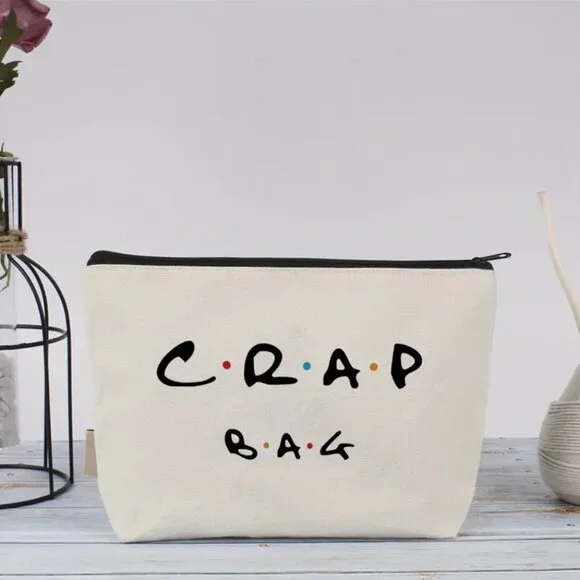 "CRAP BAG" Canvas Cosmetic Bag - Picture 6 of 7